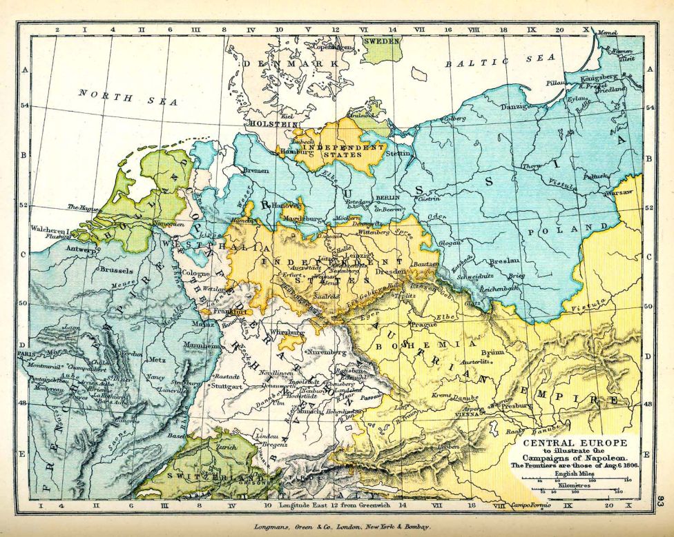 Карта Европы на 1806 год