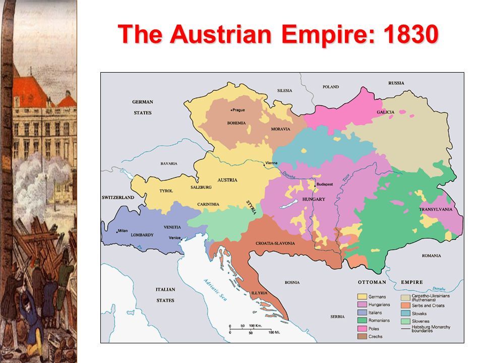 Австрийская империя в 1830-е годы, карта