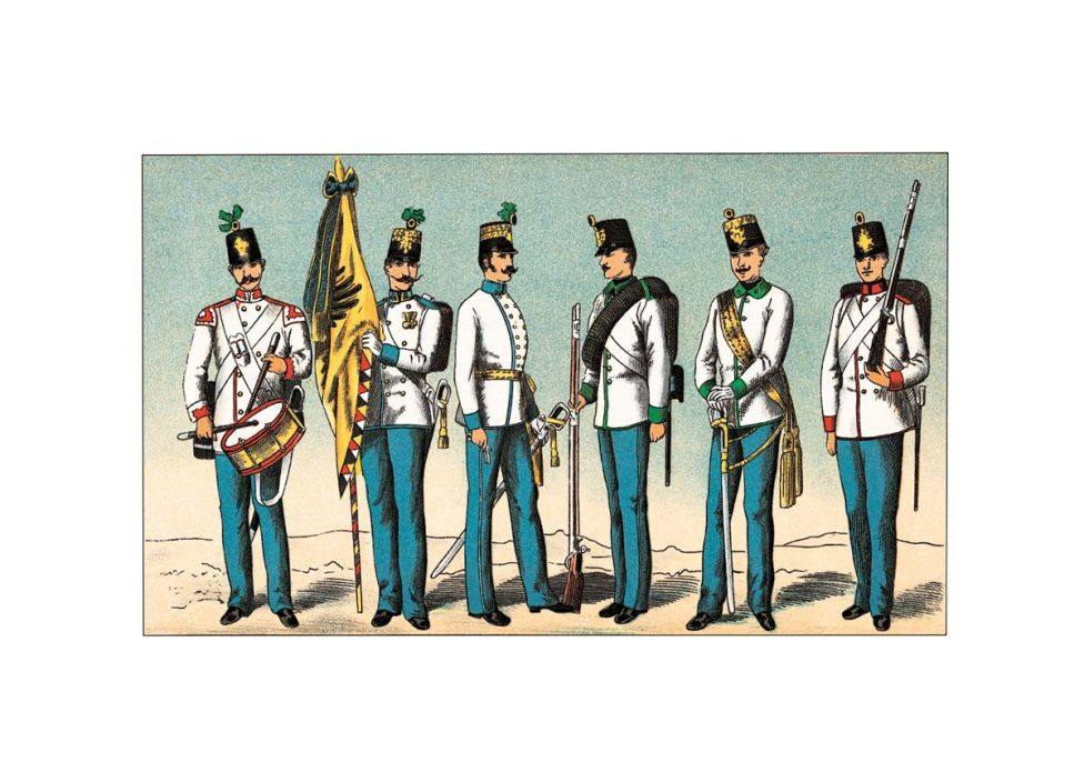 Парадная форма австрийской инфантерии, 1848 год